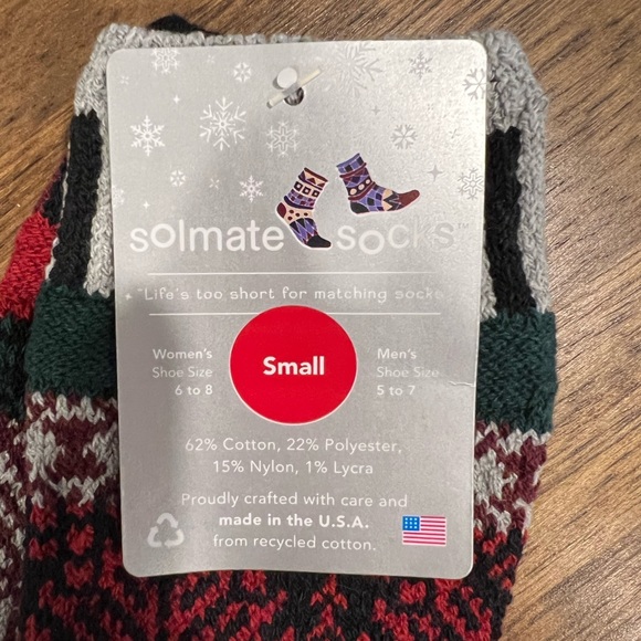 NWT, Solmate Socks in Poinsettia - Picture 3 of 4